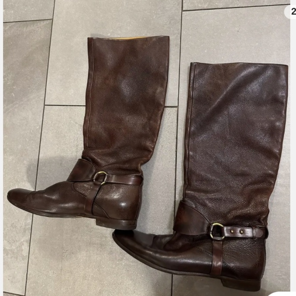 Gucci vintage brown leather riding harness boot.size 38.5 / 8 US
